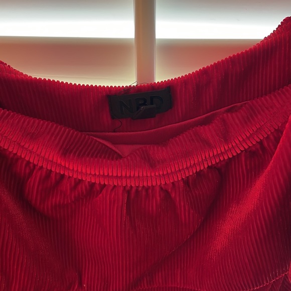 NBD Red Ribbed Velvet Bodysuit S - Picture 5 of 5